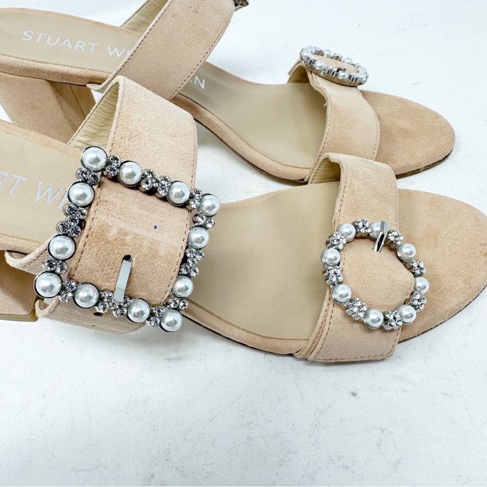 STUART WEITZMAN Pearl Geo Buckle 75 Slide NWOT in Size 8.5 - Picture 2 of 8